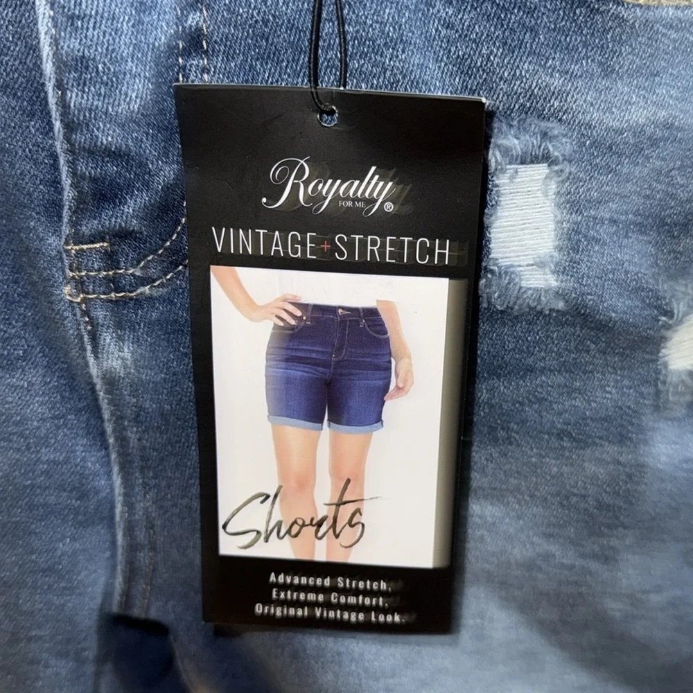 Royalty Blue Vintage Stretch High Rise Denim Shorts Spring 6.5” Inseam Size 10 - Picture 2 of 8
